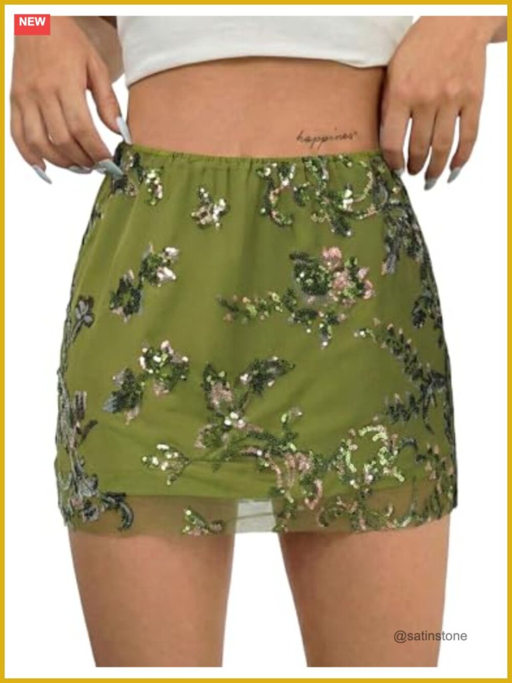 Sequin Mesh Floral Mini Skirt High Waist Sparkly A-Line Club Party